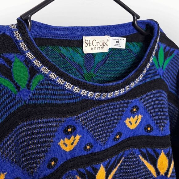 St. Croix Knits Vintage 80s Funky Pattern Sweater size XL - Picture 4 of 5